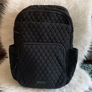 Vera Bradley Essential Large Backpack Classic Black Padded Laptop Pocket NWT